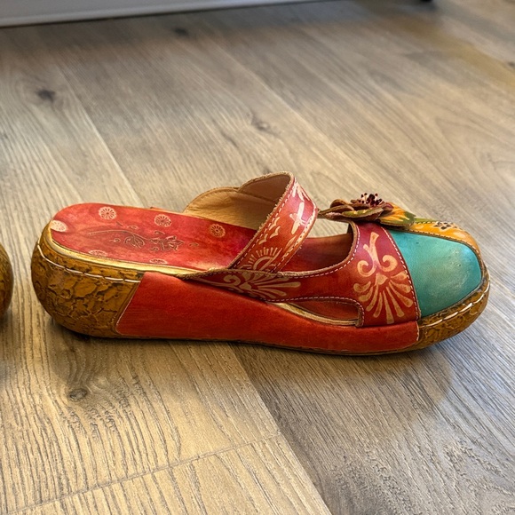 Skye Trubelle Leather Platform Clogs Slippers On Floral size 39 - Picture 7 of 13